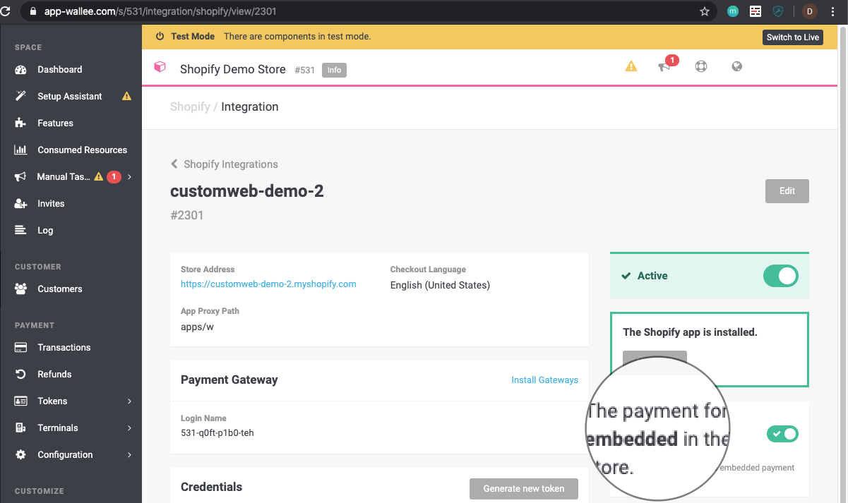 Settings of the Integrated Payment Form